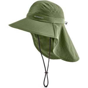 imageCooling Sun Defender Sun Hat UPF 50 UV Protection for Men Women Wide Brim Outdoor Hat for Hiking Fishing Beach GardeningBronze Green