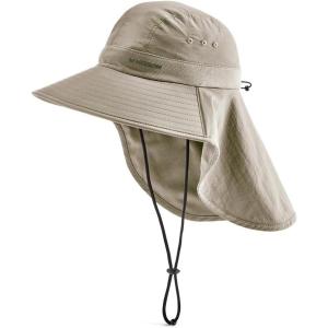 imageCooling Sun Defender Sun Hat UPF 50 UV Protection for Men Women Wide Brim Outdoor Hat for Hiking Fishing Beach GardeningOatmeal