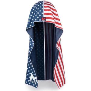 imageMISSION Cooling Hoodie Towel Hood Towel Evaporative Cool Technology Cools Instantly When Wet UPF 50 Sun Protection Contours Your Head to Stay in Place Great for Sports Fitness GymUsa Flag