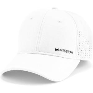 imageMISSION Cooling Vented Performance Hat Unisex One Size Cap for Workouts Golf ampamp Running Sweat ampamp Water Activated TechnologyWhite