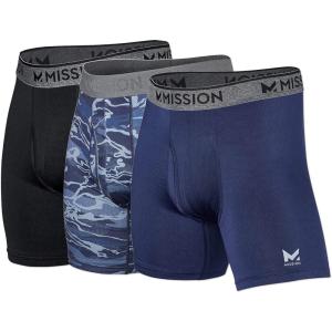 imageMISSION Mesh Boxer Briefs 6 Mens Underwear  Performance Heat Release  3 PackBlackMatrix CamoNavy
