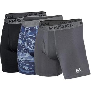 imageMISSION Mesh Boxer Briefs 6 Mens Underwear  Performance Heat Release  3 PackGrayBlackMatrix Camo