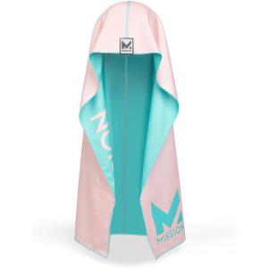 imageMISSION Reversible Cooling Hoodie Towel Hood Towel Cools Instantly When Wet UPF 50 Sun Protection Contours Your Head to Stay in Place Great for Sports Fitness Gym White MultiPink Mint